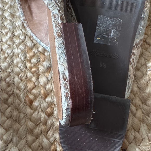 Madewell 9.5 Womens Adelle Ballet Mules Snake Embossed Leather Blue Brown - Picture 6 of 6